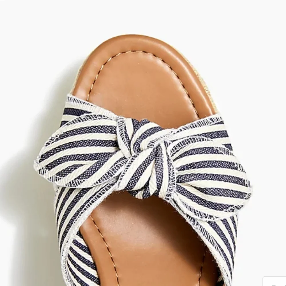 J CREW SIZE 9 CANVAS BOW FLATFORM ESPADRILLES - Picture 2 of 5